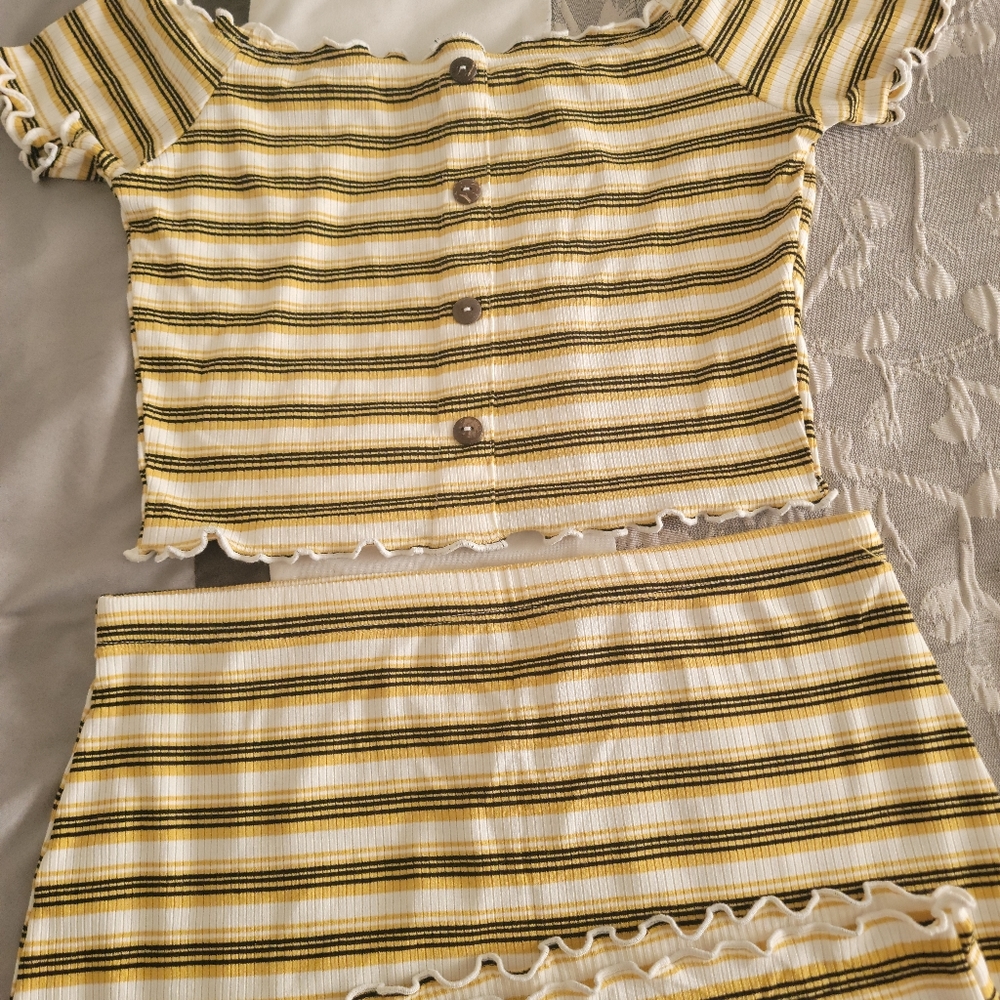 Yellow Striped Two Piece
